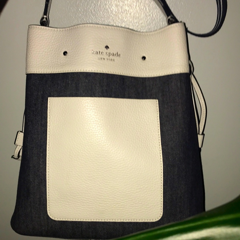Kate Spade Denim And White Bucket Bag